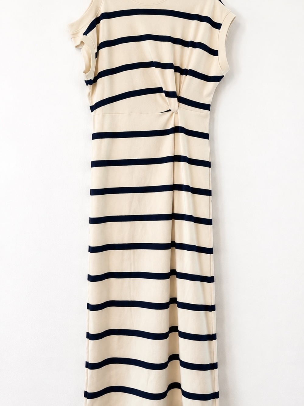 Tanya Taylor Striped Cold Shoulder Twist Front Midi Dress XL